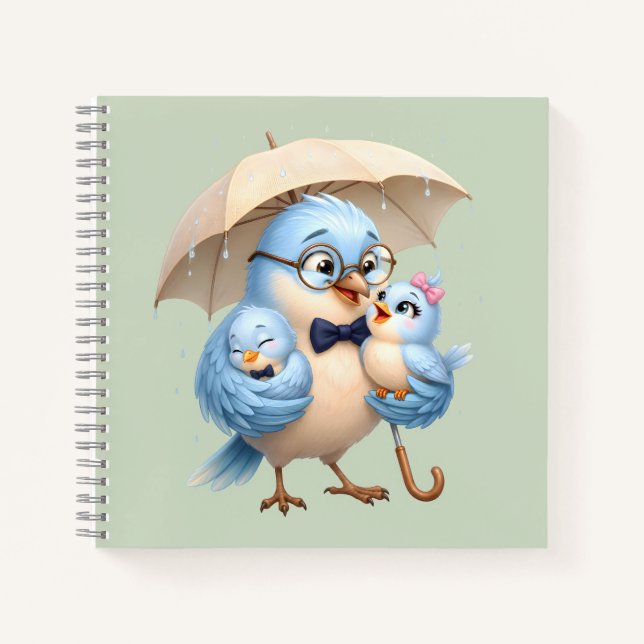 Vater-Vogel-Spiralblock-Geschenk Notizbuch (Vorderseite)