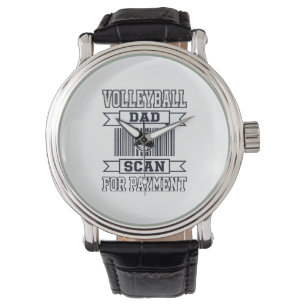 Vater-Volleyball-Scan zur Zahlung Lustiges Shirt-D Armbanduhr