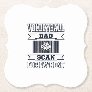 Vater-Volleyball-Scan zur Zahlung Lustiges Shirt-D Untersetzer