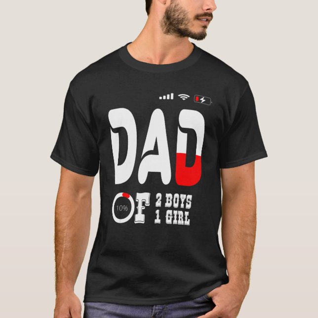 Vater von 2 Jungen 1 Mädchenvater oder Großvater v T-Shirt (Vorderseite)