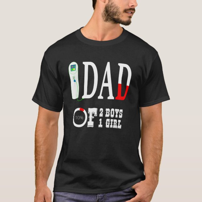 Vater von 2 Jungen 1 Mädchenvater oder Großvater v T-Shirt (Vorderseite)