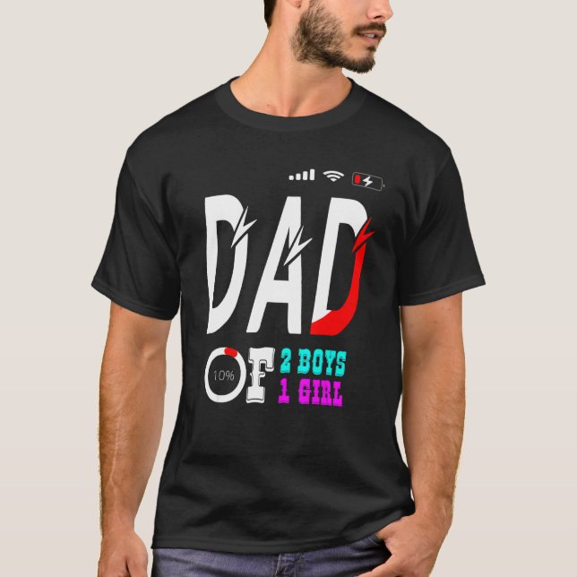 Vater von 2 Jungen 1 Mädchenvater oder Großvater v T-Shirt (Vorderseite)