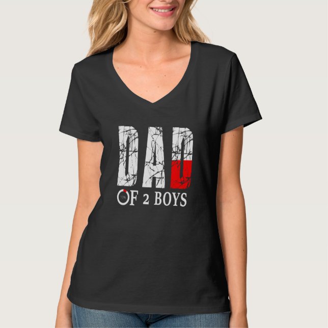 Vater von 2 Jungen Vater oder Großvater von 2 Kind T-Shirt (Vorderseite)