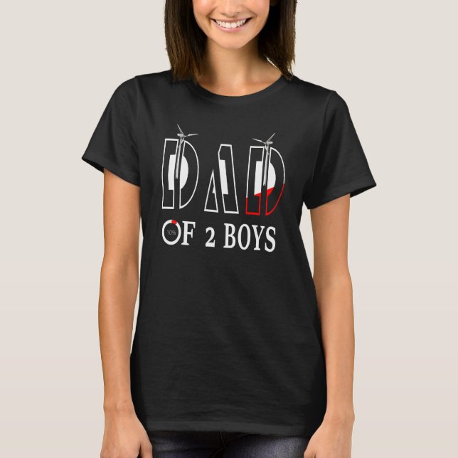 Vater von 2 Jungen Vater oder Großvater von 2 Kind T-Shirt (Vorderseite)