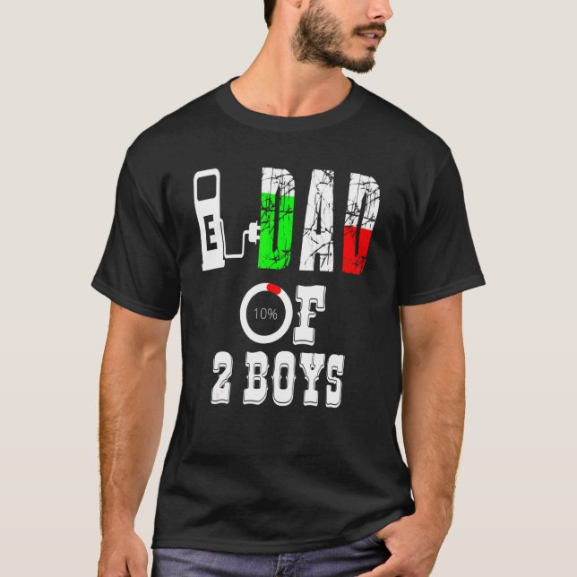 Vater von 2 Jungen Vater oder Großvater von 2 Kind T-Shirt (Vorderseite)