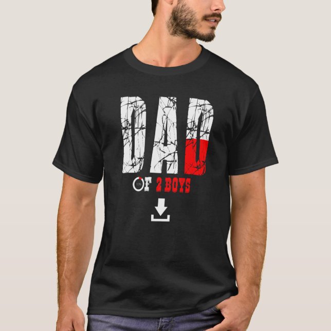 Vater von 2 Jungen Vater oder Großvater von 2 Kind T-Shirt (Vorderseite)