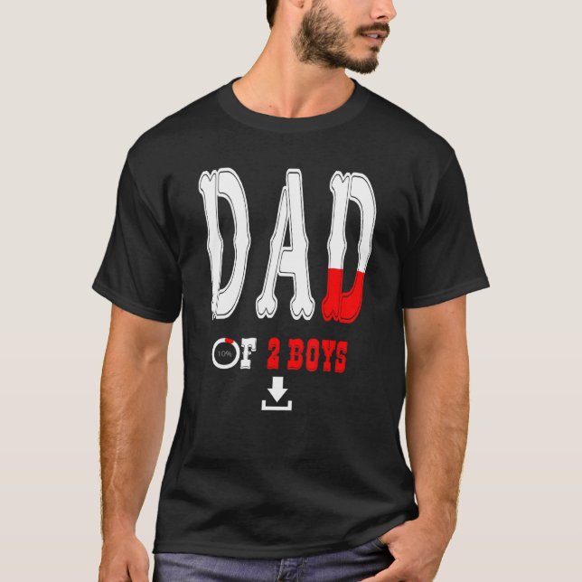 Vater von 2 Jungen Vater oder Großvater von 2 Kind T-Shirt (Vorderseite)