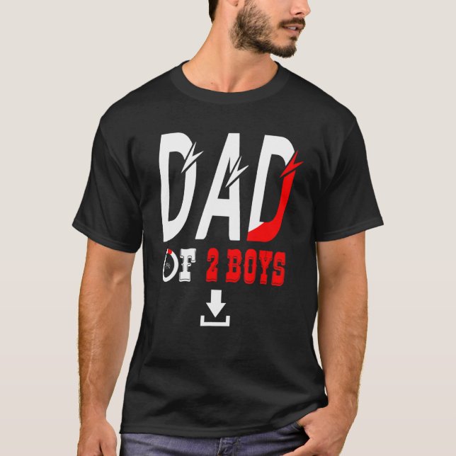 Vater von 2 Jungen Vater oder Großvater von 2 Kind T-Shirt (Vorderseite)