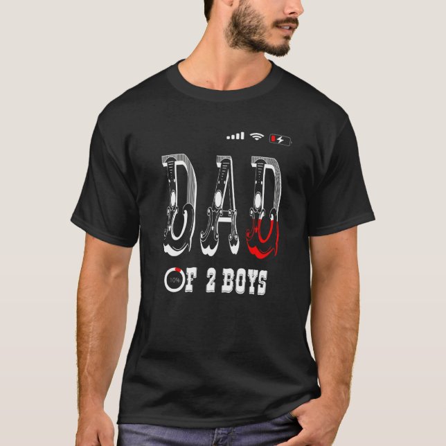 Vater von 2 Jungen Vater oder Großvater von 2 Kind T-Shirt (Vorderseite)