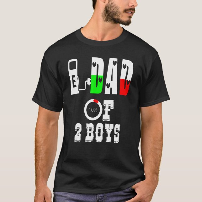 Vater von 2 Jungen Vater oder Großvater von 2 Kind T-Shirt (Vorderseite)