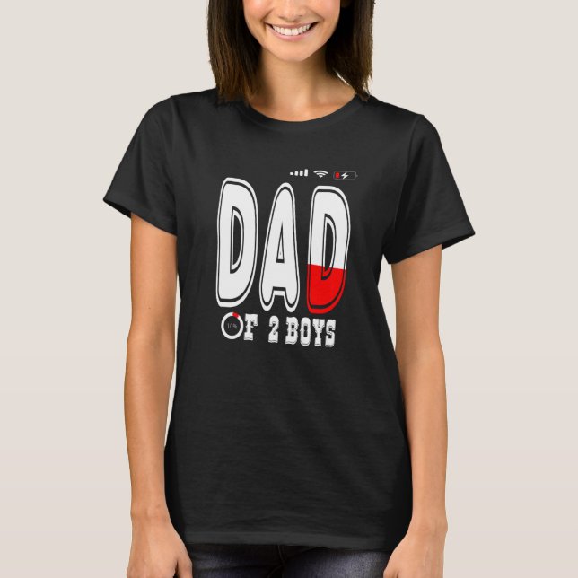 Vater von 2 Jungen Vater oder Großvater von 2 Kind T-Shirt (Vorderseite)