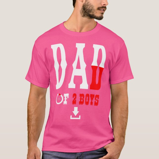 Vater von 2 Jungen Vater oder Großvater von 2 Kind T-Shirt (Vorderseite)
