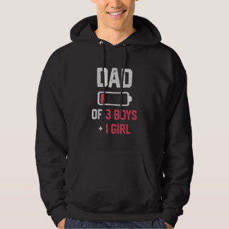 Vater von 3 Jungen und 1 Kind mit niedrigem Akku V Hoodie