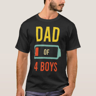 Vater von 4 Jungen Low Battery Vintage Vatertag T-Shirt