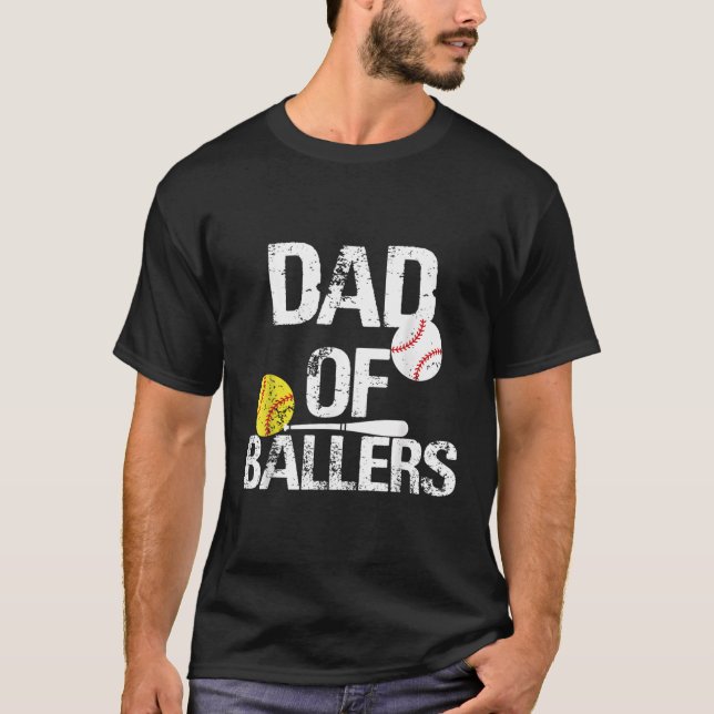 Vater von Ballern Vater von Baseball und Softball  T-Shirt (Vorderseite)