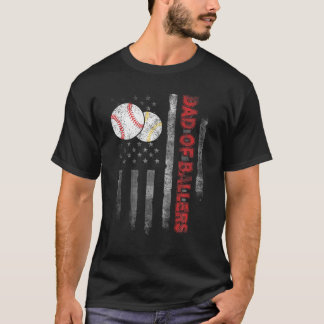 Vater von Ballers American Flag Baseball Softball  T-Shirt
