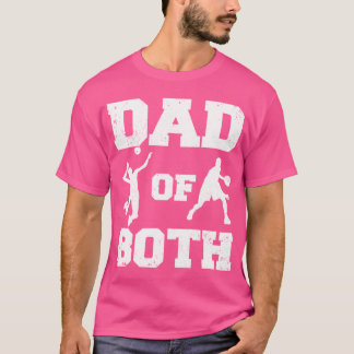 Vater von beiden Funny Volleyball Basketball Vater T-Shirt
