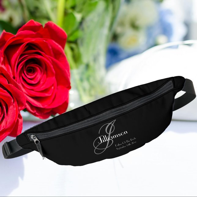 Vater von bride Geschenk klassische Monogramm Cool Bauchtasche (A Great "Father Of The Bride" Gift - Classic Monogram Cool Black Fanny Pack.)