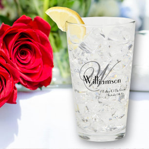 Vater von Groom Geschenk Moderne Monogramm Name Bi Glas