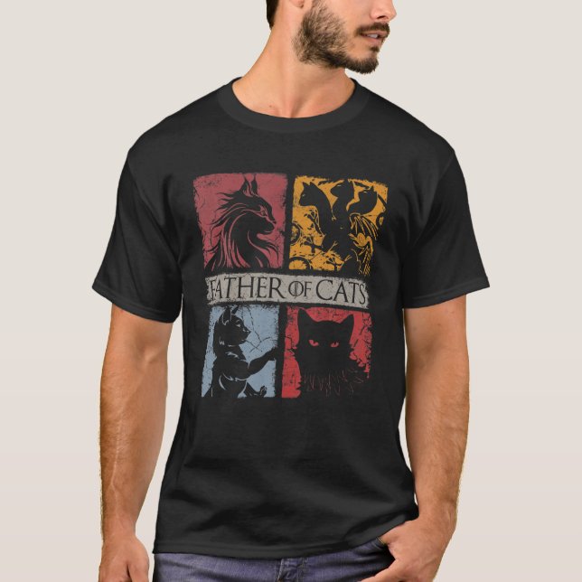 Vater von Katzen - Katzen Liebhaber Katzenwelse Fa T-Shirt (Vorderseite)