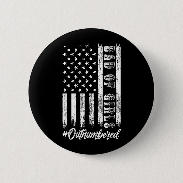 Vater von Mädchen überstimmt Retro Vatertag Daddy Button (Vorderseite)