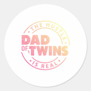Vater von Twins Funny New Dad zu müde Liebe stolz Runder Aufkleber