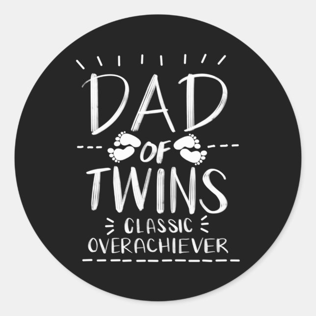 Vater von Twins übererfüllte Eltern Runder Aufkleber (Vorderseite)