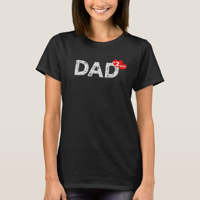 Vater von zwei Jungen Vater's Day Niedlichen Vinta T-Shirt (Vorderseite)