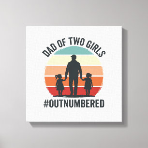 Vater von zwei Mädchen, Vintage-Familien-Shirt_ Leinwanddruck
