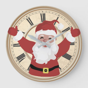 Vater Weihnachten glückliches Gesicht rund Wand Große Wanduhr