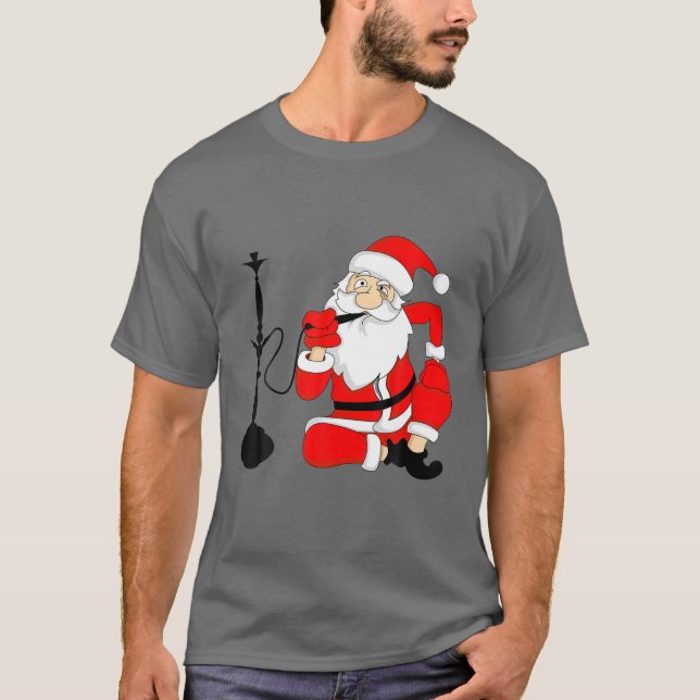 Vater Weihnachtsrauchen Shisha Wasserpfeife Gesche T-Shirt (Vorderseite)