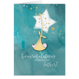 Vater werden, Glückwunsch, Baby in Sternen