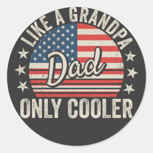 Vater wie ein Großvater nur Cooler USA-Flagge Runder Aufkleber