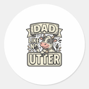 Vater wie keine andere lustige Kuh Vintage Vektor  Runder Aufkleber