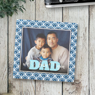 Vater Wir Liebe Sie Blue Art Deco Custom Foto Steinuntersetzer