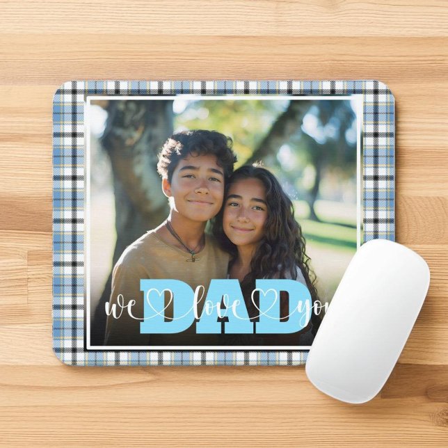 Vater Wir Liebe Sie Blue Kariertes Foto Mousepad (Von Creator hochgeladen)
