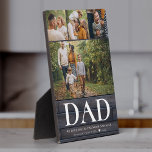 VATER Wir Liebe Sie Foto Collage Rustikale Moderne Fotoplatte<br><div class="desc">Moderne rustikale Foto Collage Plakette für den besten Vater aller Zeiten. Ein süßer Sake zum Vatertag mit moderner Serifentypografie auf dunklem,  hölzernen,  bedrucktem Hintergrund.</div>