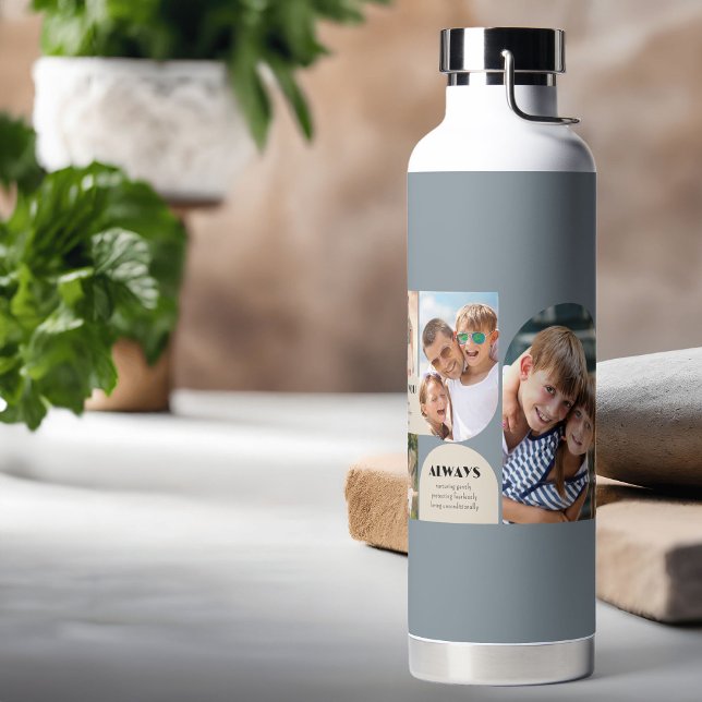 Vater Wir Liebe Sie immer 6 Foto Collage 32oz Trinkflasche (Photo water bottle for dad)