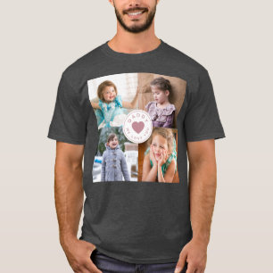 Vater Wir Liebe Sie rosa Herzkinder 4 FotoCollage T-Shirt