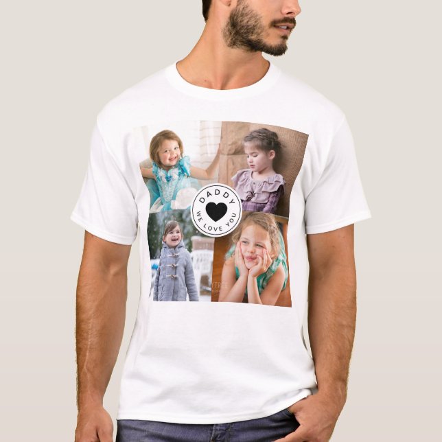 Vater Wir Liebe Sie Schwarzes Herz Kinder 4 Foto C T-Shirt (Vorderseite)