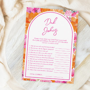Väter Witze Pink & Florale Babyparty-Spiel Einladung