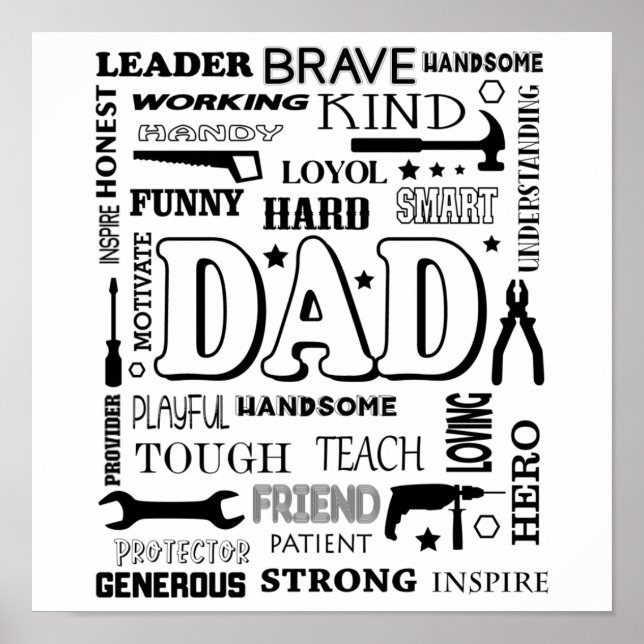 Vater Word Art, Vater Geschenk, Funny Quotes Vater Poster (Vorne)