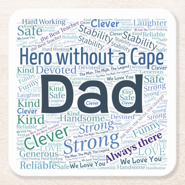 Vater Word Cloud Design Paper-Untersetzer Rechteckiger Pappuntersetzer (Vorderseite)
