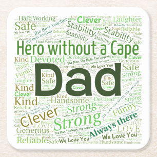 Vater Word Cloud-DesignPaper-Untersetzer Rechteckiger Pappuntersetzer