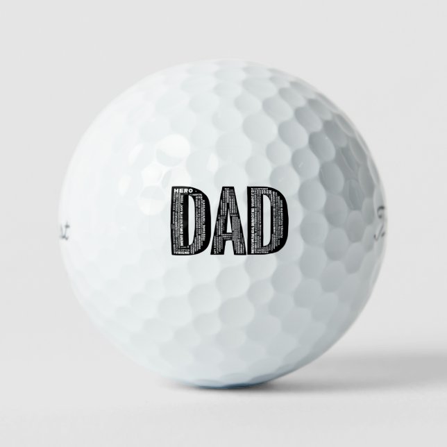 VATER Word Cloud Golf Ball - Vatertag Heldengesche (Vorderseite)