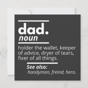 Vater-Wörterbuchdefinition - Funny Vaters Day Gift Einladung