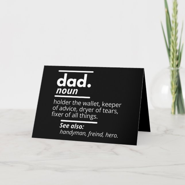 Vater-Wörterbuchdefinition - Funny Vaters Day Gift Karte (Vorderseite)