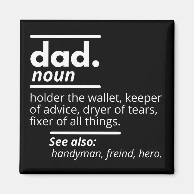 Vater-Wörterbuchdefinition - Funny Vaters Day Gift Magnet (Vorne)