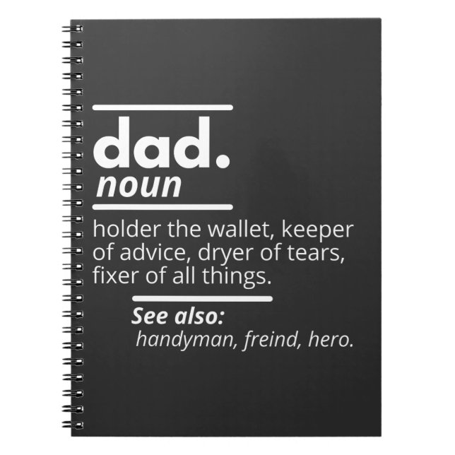 Vater-Wörterbuchdefinition - Funny Vaters Day Gift Notizblock (Vorderseite)