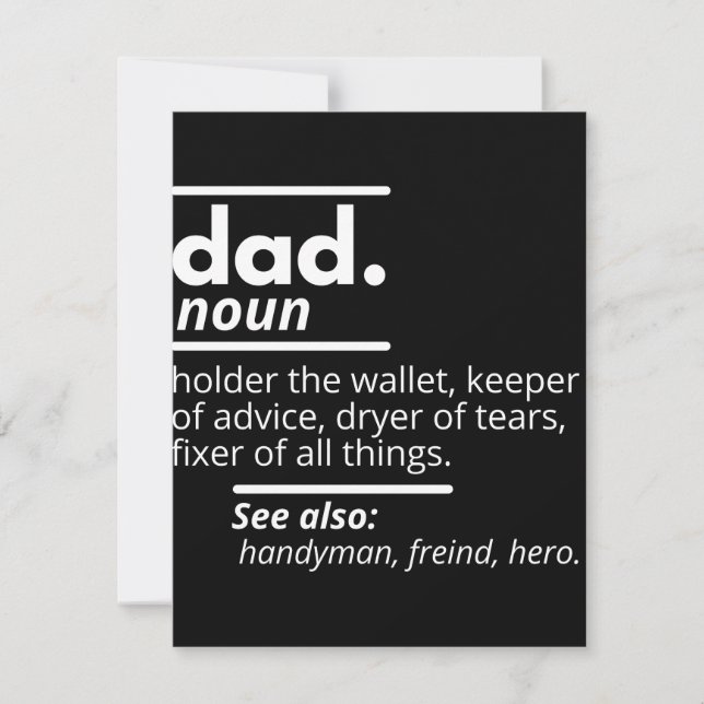 Vater-Wörterbuchdefinition - Funny Vaters Day Gift Save The Date (Vorderseite)